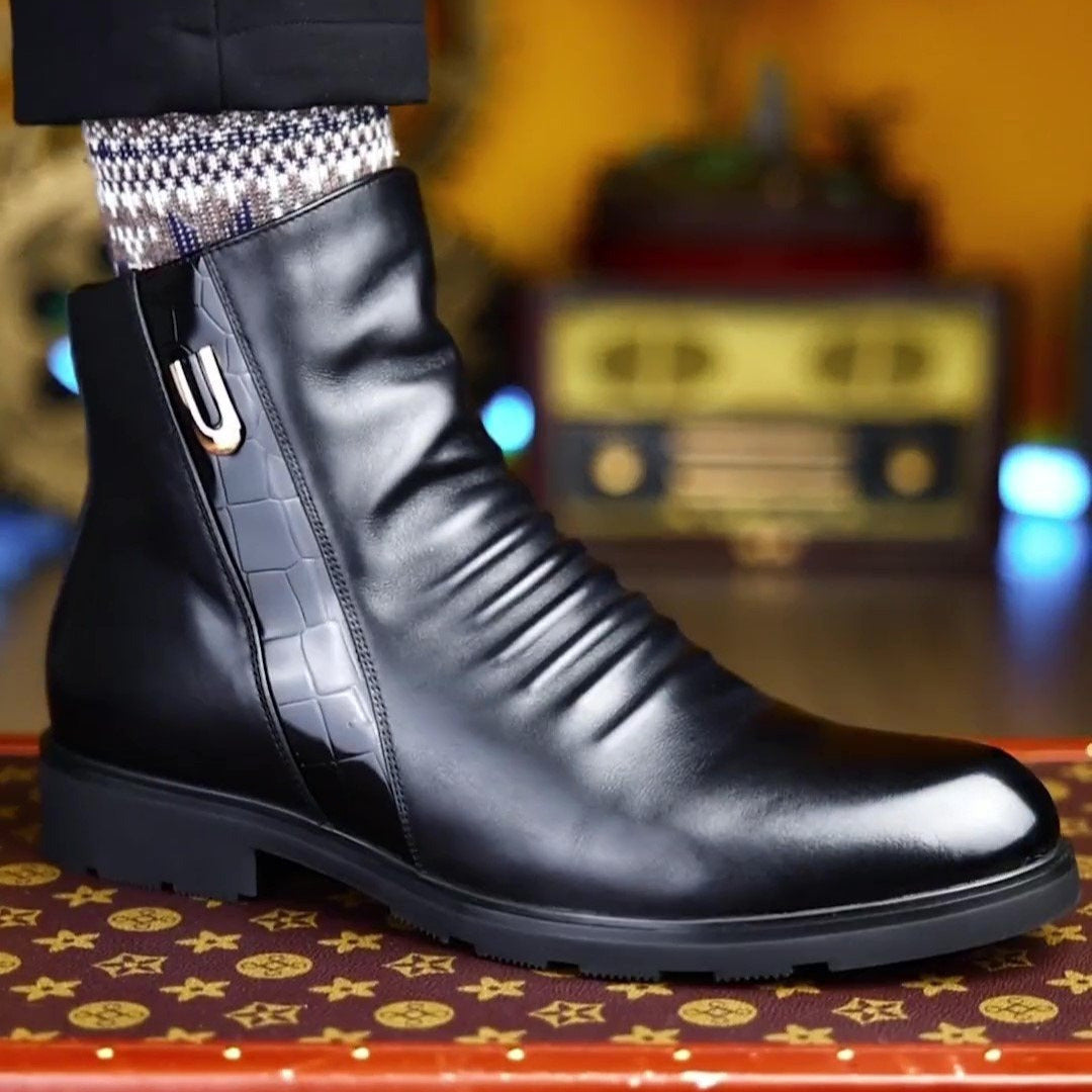 Fashion Side Zipper Leather Martin Boots