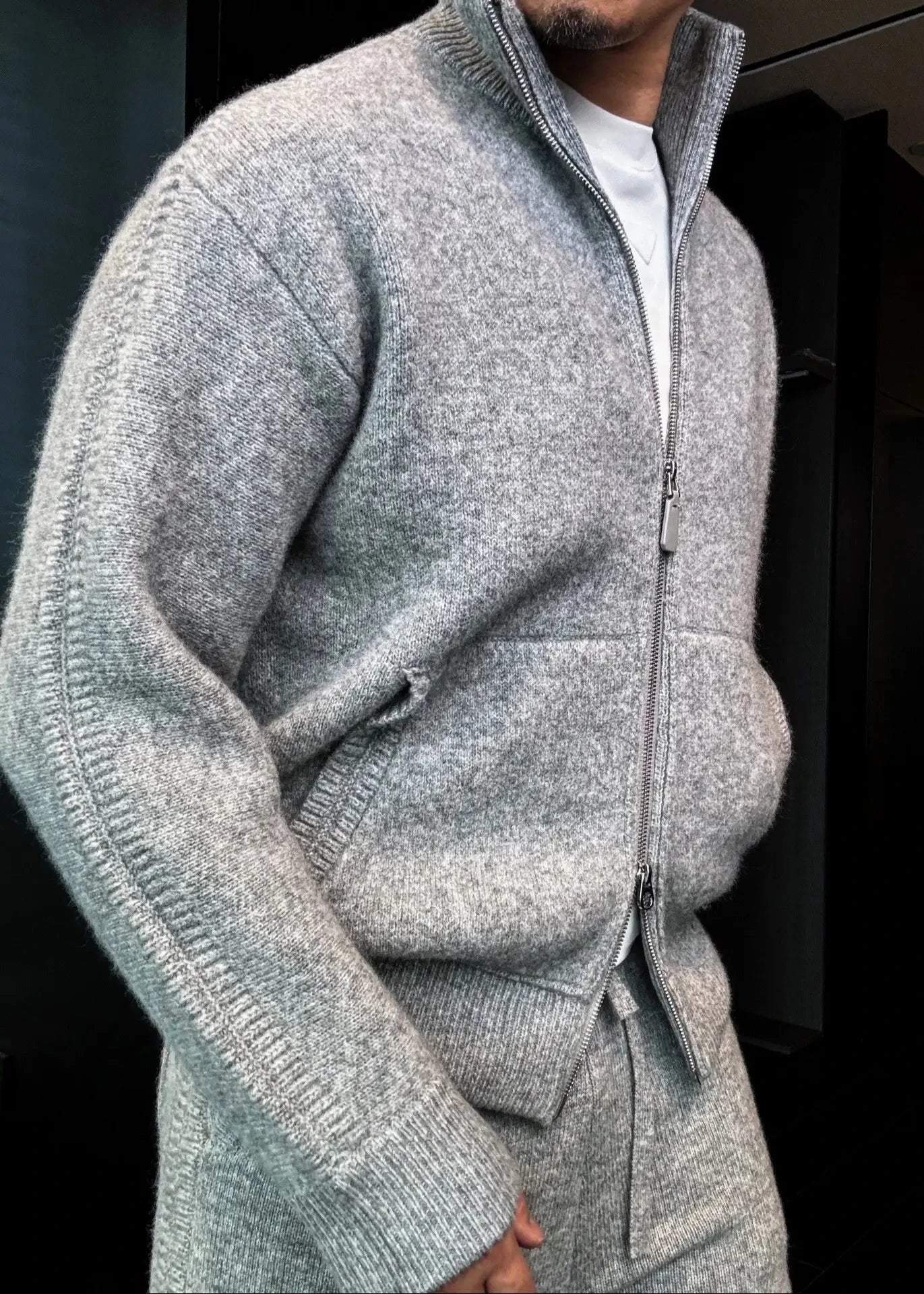 Men's Turtleneck Knitted Cardigan Casual Suit