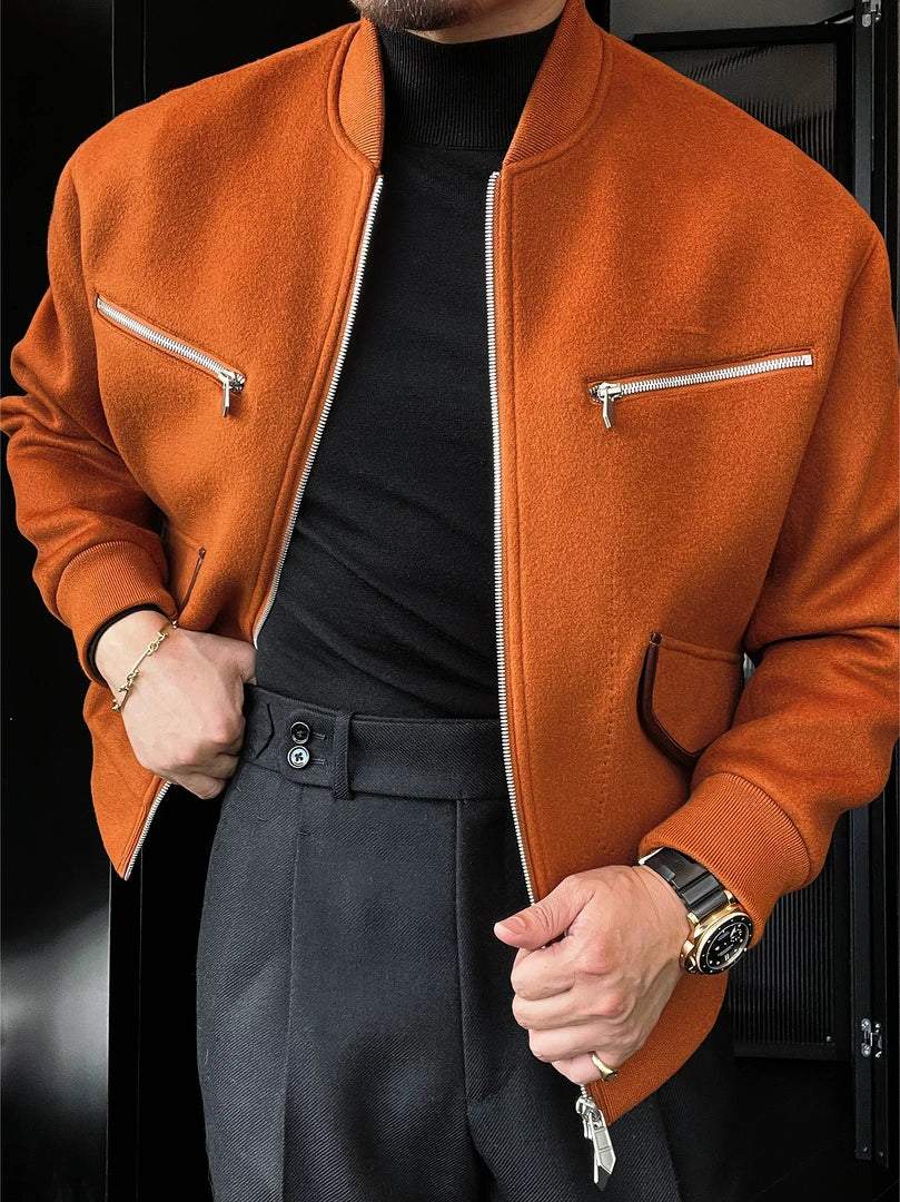 Men's Stylish Simple Zipper Pockets Jacket