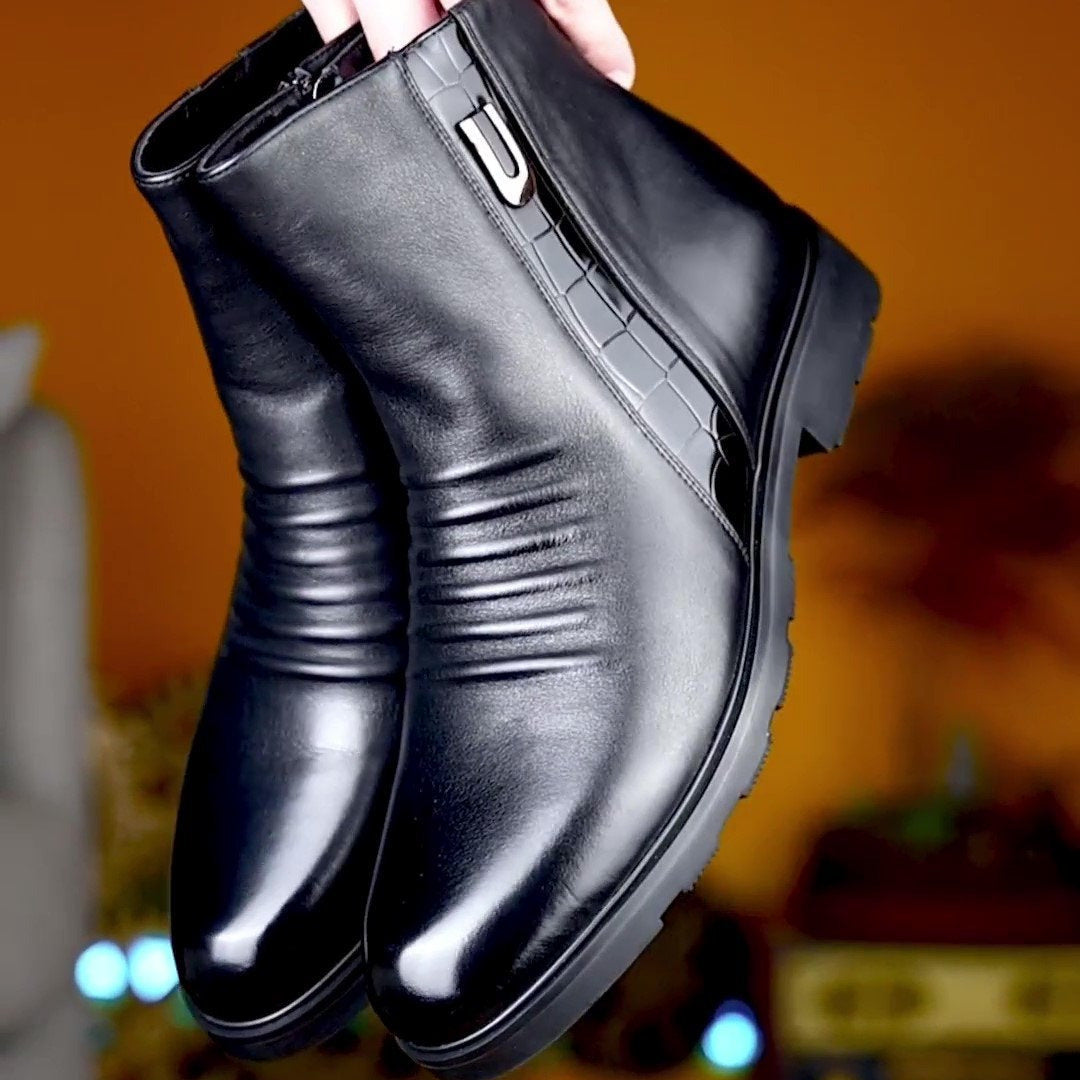 Fashion Side Zipper Leather Martin Boots