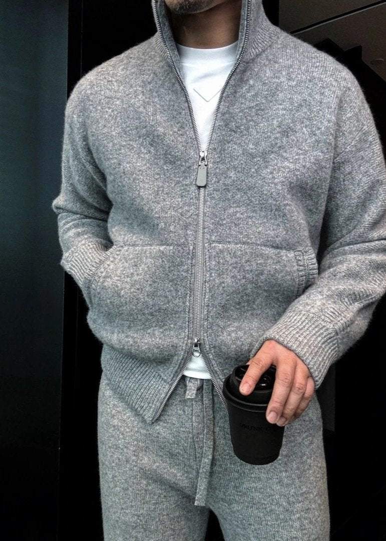 Men's Turtleneck Knitted Cardigan Casual Suit