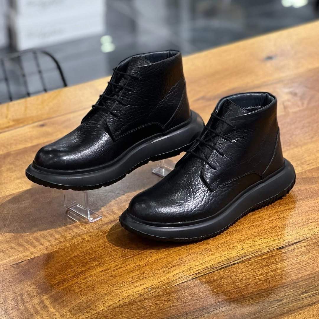 Men's Leather Rubbe Boots