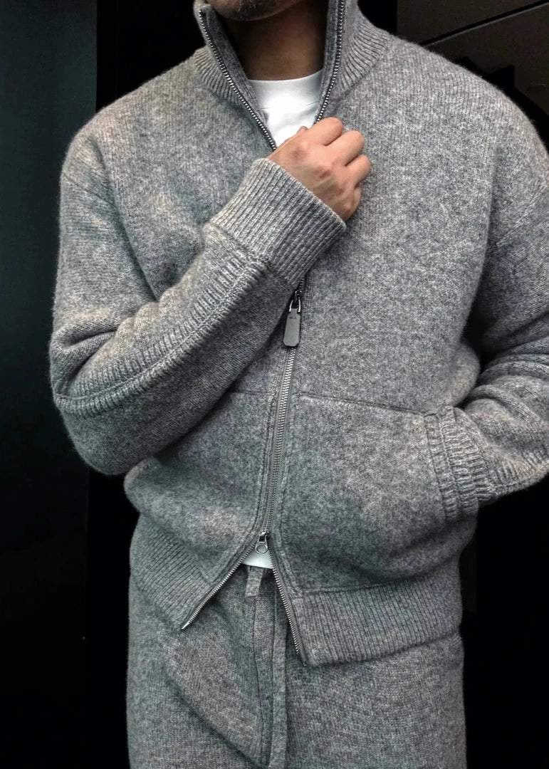 Men's Turtleneck Knitted Cardigan Casual Suit