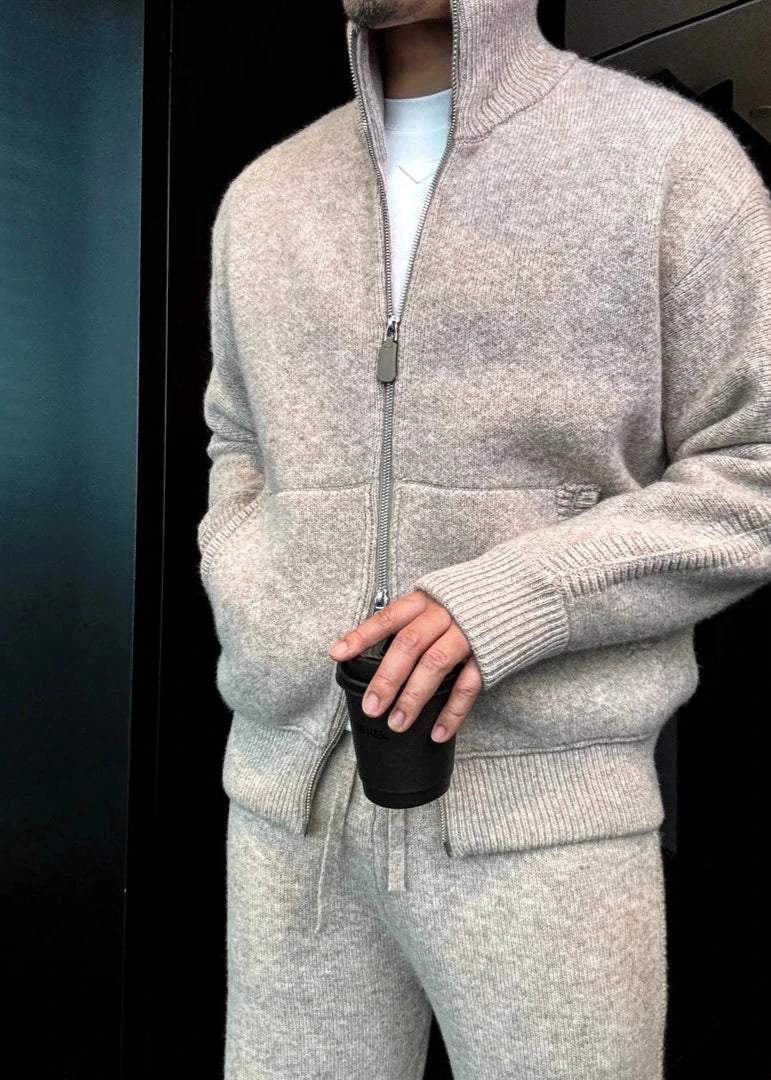 Men's Turtleneck Knitted Cardigan Casual Suit