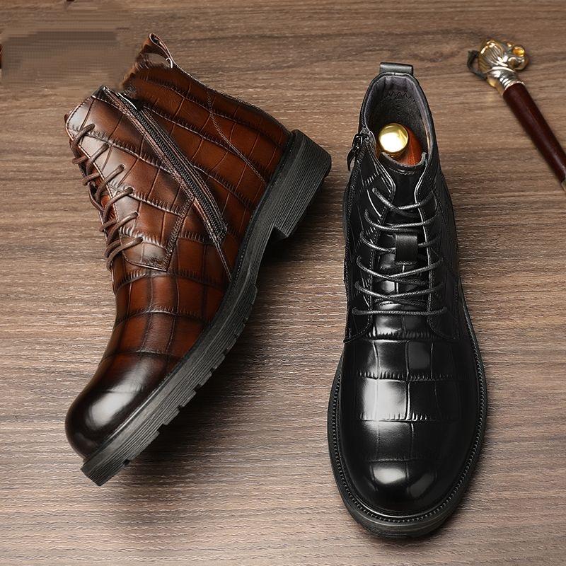 Men's Plush Fashion Business Leather Boots