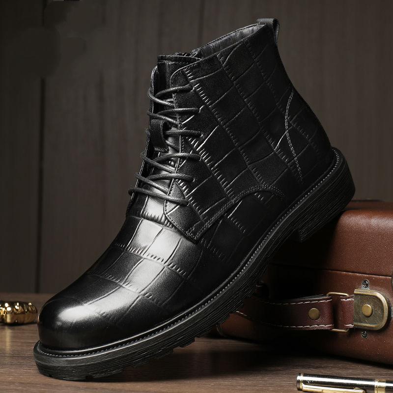 Men's Plush Fashion Business Leather Boots