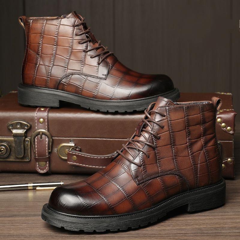 Men's Plush Fashion Business Leather Boots